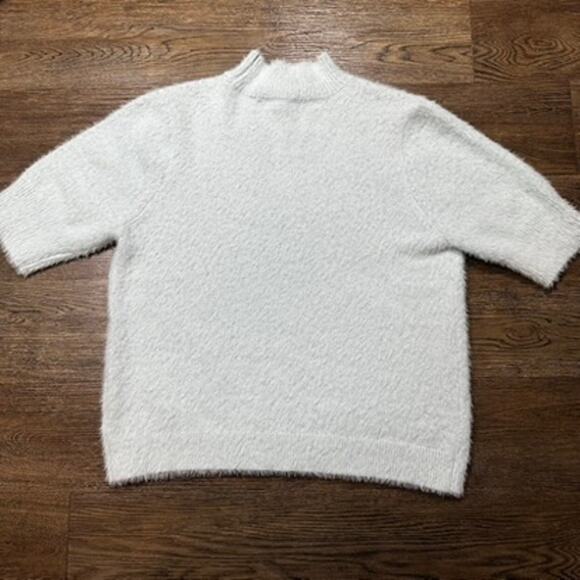 MARLED Short Sleeve Mock Neck Eyelash Sweater Pale Baby Blue Size XL - Picture 7 of 7